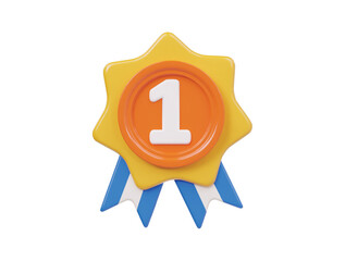 First winner medal icon 3d render illustration