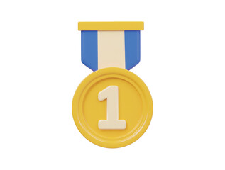 First winner medal icon 3d render illustration