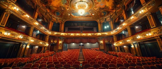 Obraz premium Majestic Historic Theater with Intricate Ornate Architecture