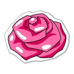 Rose flower for Valentine Day. Holiday romantic sticker and love symbol.