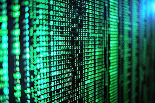 Matrix Effect Stock photo of a Linux terminal screen displaying the iconic green code cascading down across a black background creating a visually striking hacker aesthetic, screen