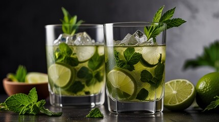 Fototapeta premium mojito cocktail on wooden table