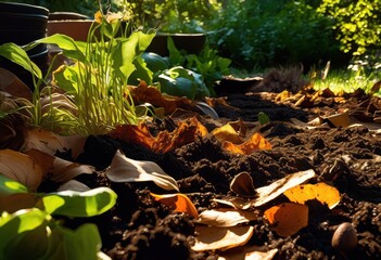 Obraz premium transform kitchen scraps into vibrant compost masterpieces colorful layers nutrient rich textures sustainable garden, organic, waste, gardening, vegetable