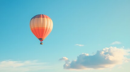 Fototapeta premium Hot Air Balloon Soaring Through a Clear Sky