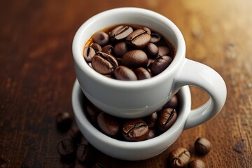 Fototapeta premium coffee beans and cup