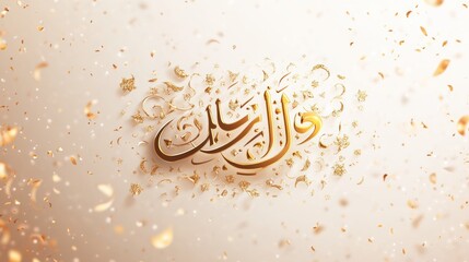Golden Arabic Calligraphy with Confetti