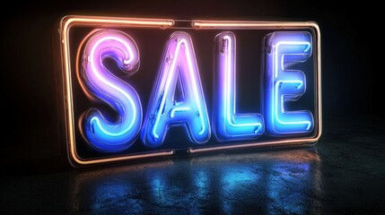 Neon Sale Sign with a Golden Light Frame