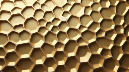 Golden voronoi texture 3D abstract background