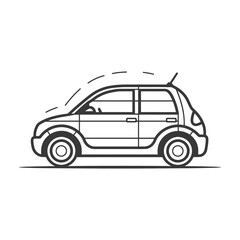 Line Art Illustration of a Small Hatchback Car