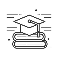 Graduation Cap on Stack of Books