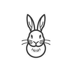 Obraz premium Line Art Illustration of a Rabbits Head with Long Ears
