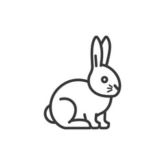 Obraz premium Line art illustration of a rabbit sitting with its ears up