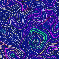 Neon Abstract Lines and Curves Tileable Pattern