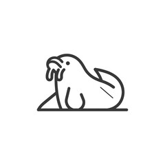 Fototapeta premium Line Art Illustration of a Seal Holding a Fish