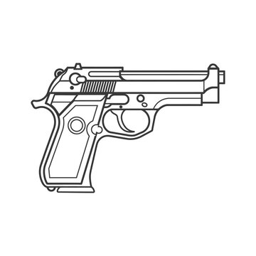 recommend clip art: Line Art Illustration of a Semi Automatic Handgun