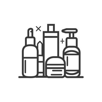 recommend clip art: Line art illustration of a set of skincare products
