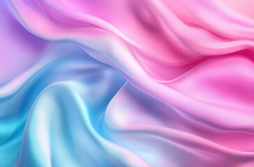 Fototapeta premium 3D render of an iridescent, pastel pink and blue silk background