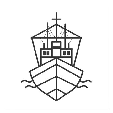 recommend clip art: Line Art Illustration of a Ship with a Cross on Top