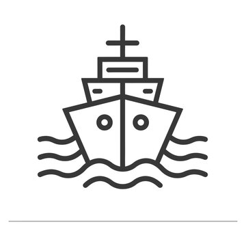 recommend clip art: Line Art Illustration of a Ship Sailing on Water