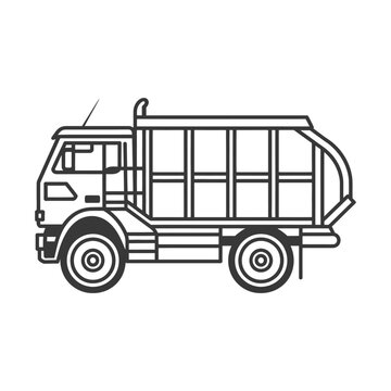 recommend clip art: Line Art Illustration of a Side View of a Dump Truck