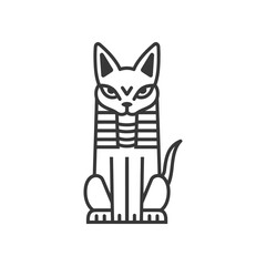 Fototapeta premium Line Art Illustration of a Sitting Egyptian Cat God