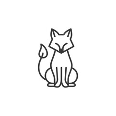 Fototapeta premium Line Art Illustration of a Sitting Fox with a Leaf Tail
