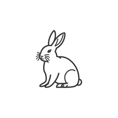 Obraz premium Line Art Illustration of a Sitting Rabbit