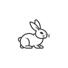 Obraz premium Line art illustration of a sitting rabbit