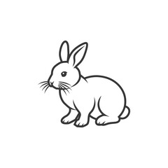 Obraz premium Line Art Illustration of a Sitting Rabbit