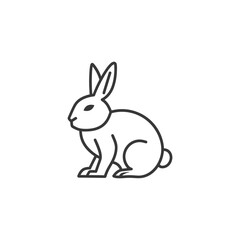 Fototapeta premium Line Art Illustration of a Sitting Rabbit