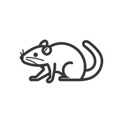 Fototapeta premium Line Art Illustration of a Sitting Rat