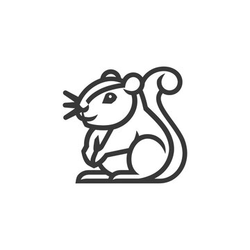 recommend clip art: Line Art Illustration of a Sitting Squirrel