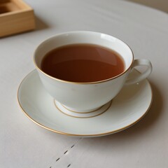 Simple Cup of Hot Tea on a White Background