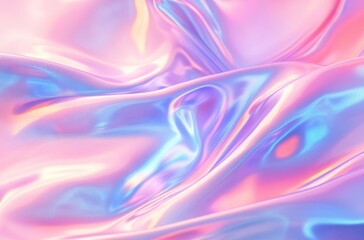 3D render of an iridescent, pastel pink and blue silk background