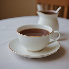 Simple Cup of Hot Tea on a White Background