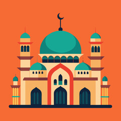 Flat Mosque Vector Illustration for Banner and Ramadan Design