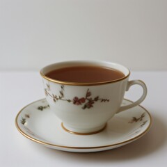 Simple Cup of Hot Tea on a White Background