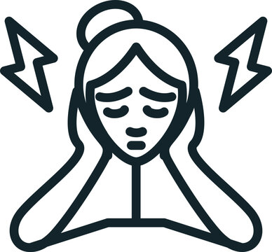 woman with headache, holding head, lightning clip art preview