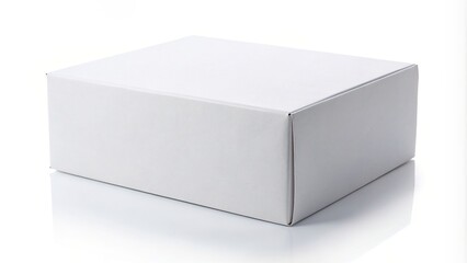 Fototapeta premium container, empty, square, simple, cardboard,box, white, geometric, minimal, medium shot., packaging material, background, blank, Blank white cardboard box isolated on white background