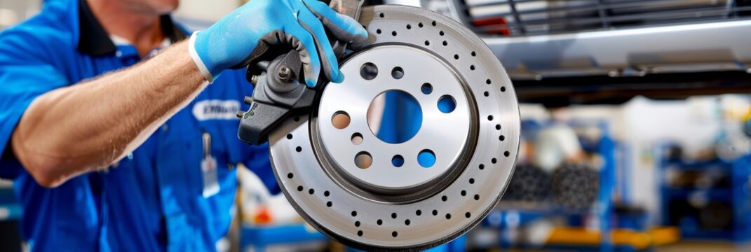 Automotive technician performing brake replacement as essential routine maintenance task