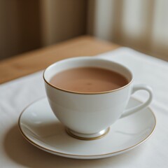 Fototapeta premium Simple Cup of Hot Tea on a White Background