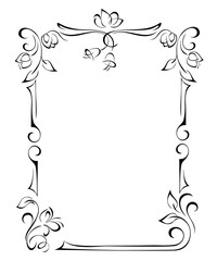 Decorative rectangular frame with ornate floral pattern and vignettes; graphic design