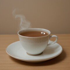 Obraz premium Simple Cup of Hot Tea on a White Background
