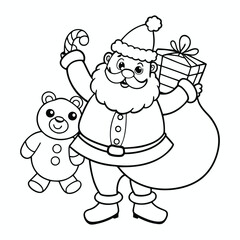 Santa Claus cartoon coloring page illustration vector For kids' coloring book