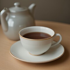 Fototapeta premium Simple Cup of Hot Tea on a White Background