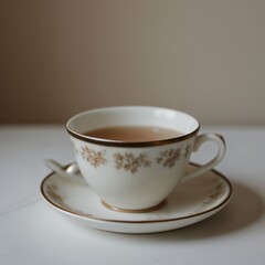 Fototapeta premium Simple Cup of Hot Tea on a White Background