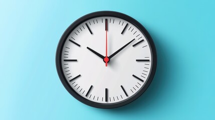 Vector Simple Floating Clock with Thin Hands in Plain Background Minimalist Style 