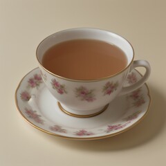 Simple Cup of Hot Tea on a White Background