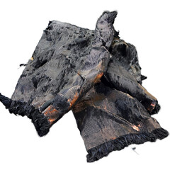 High-Quality Graphic Resource: High-Resolution PNG Image of Burned Fabric and Cloth Waste on Ground, Post-Fire Theme, Perfect for Designers Seeking Unique Textures and Realistic Visuals for Artistic