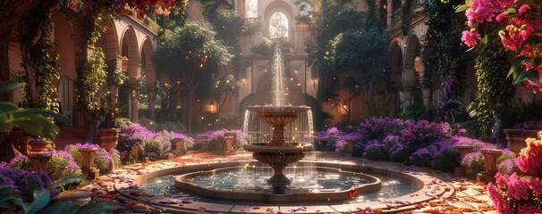 Obraz premium Majestic Palace and Luxuriant Gardens in Stunning - Exquisite Architecture and Nature Scene